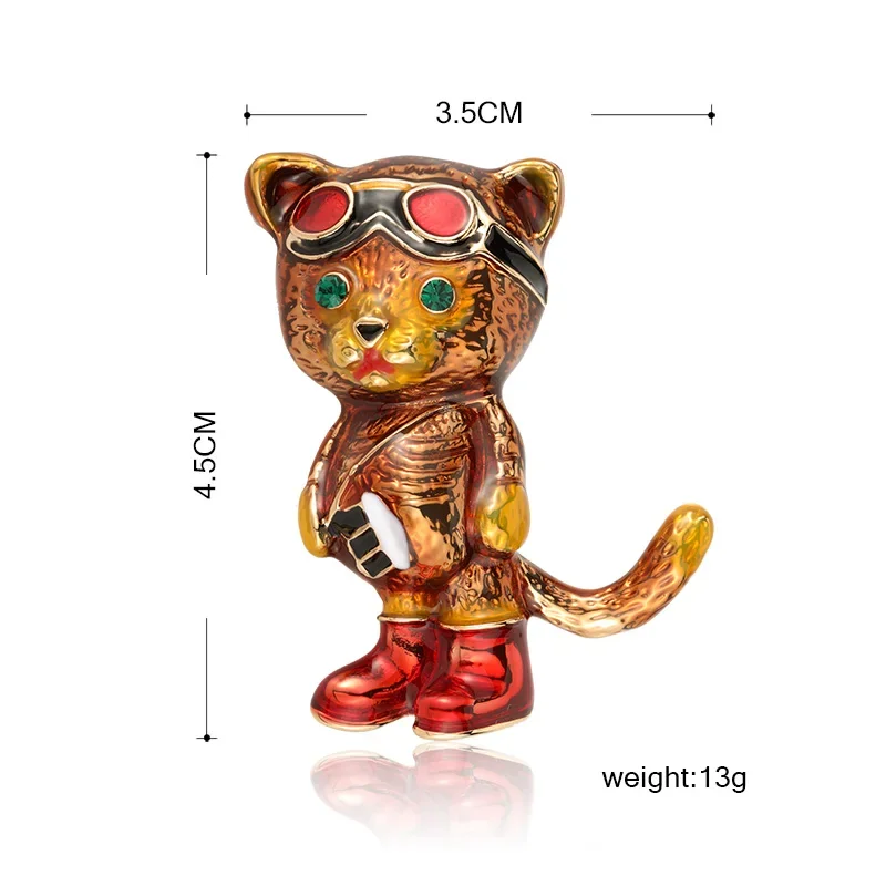 BLUCOMEBlucome Enamel Lovely Police Cats Brooches For Women Men Animal Figure Coat Dress Shirt Accessories Fashion Brooch Pins G
