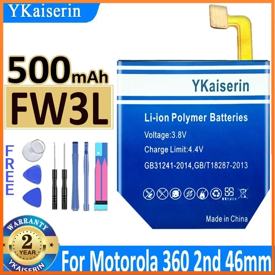 

YKaiserin Battery for Motorola Moto 360 2nd 2015 FW3L SNN5962A 46mm /FW3S 42mm Watch Batteria Batterij Bateria