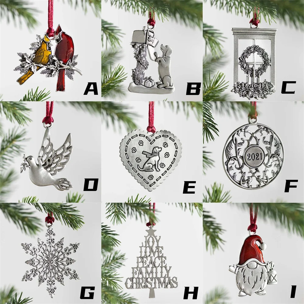 

New 50pcs/lot Christmas Tree Ornament Hanging Metal Christmas Decorations Holiday Ornaments Pendants for Home Party Decor