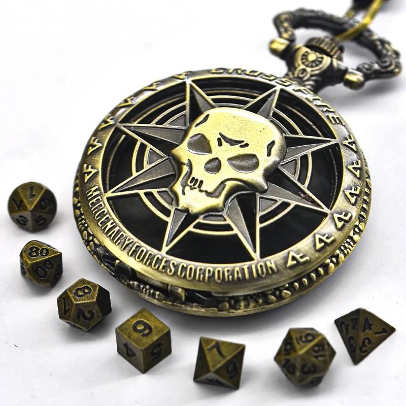 Vintage Dice Skull Pocket Watch Box Pendant Necklace Board Game Accessories Men's and Women's Fashion Accessories Gifts - Image 2