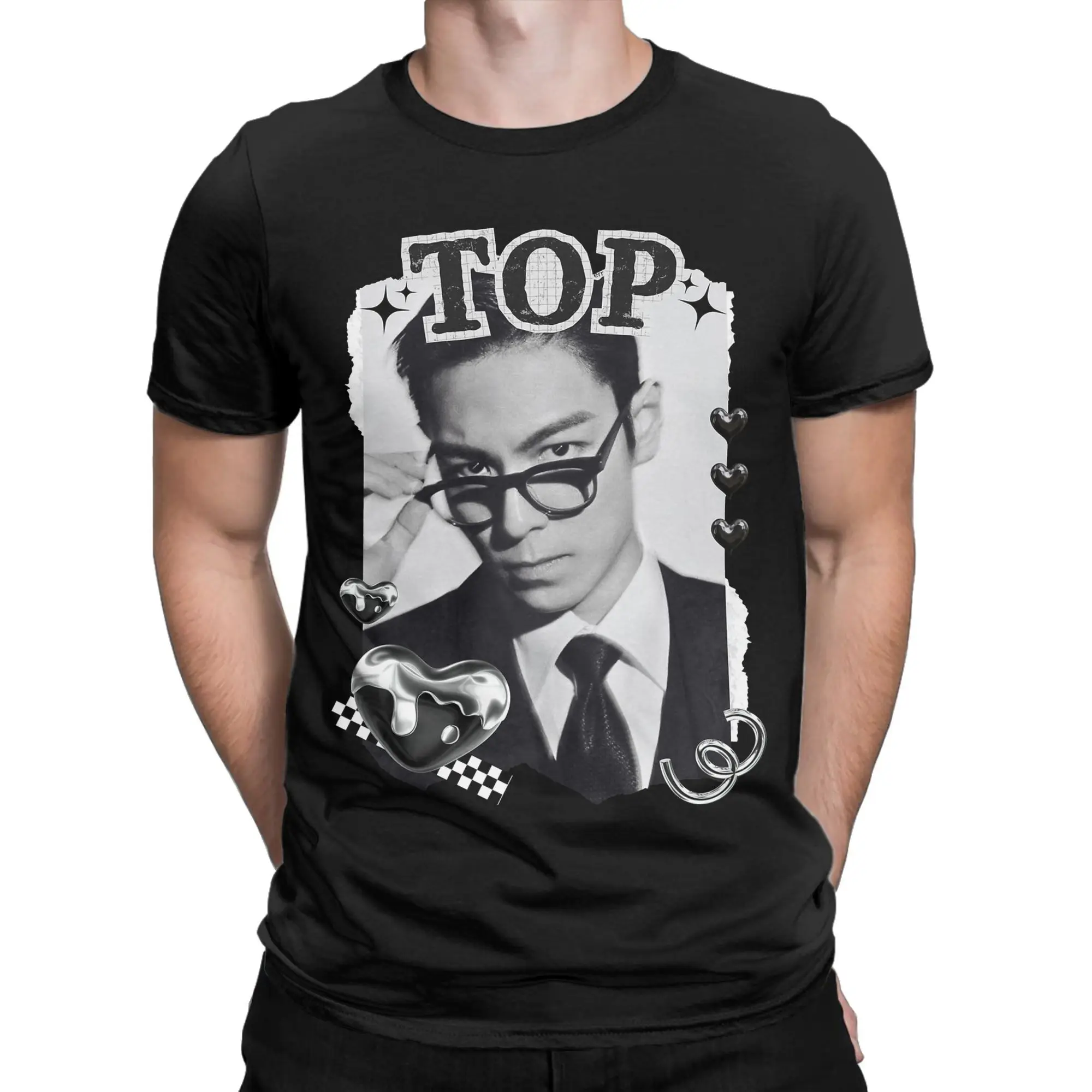 الجدة T.O.P تشوي سيونغ هيون الممثل الكوري تي شيرت الرجال الجولة الرقبة قصيرة الأكمام تي شيرت القطن الصيف تي شيرت