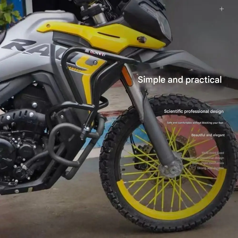 For VOGE 300GY Rally-specific modification accessories, including front bumper guard, rear guard, and pull bar reinforcement.
