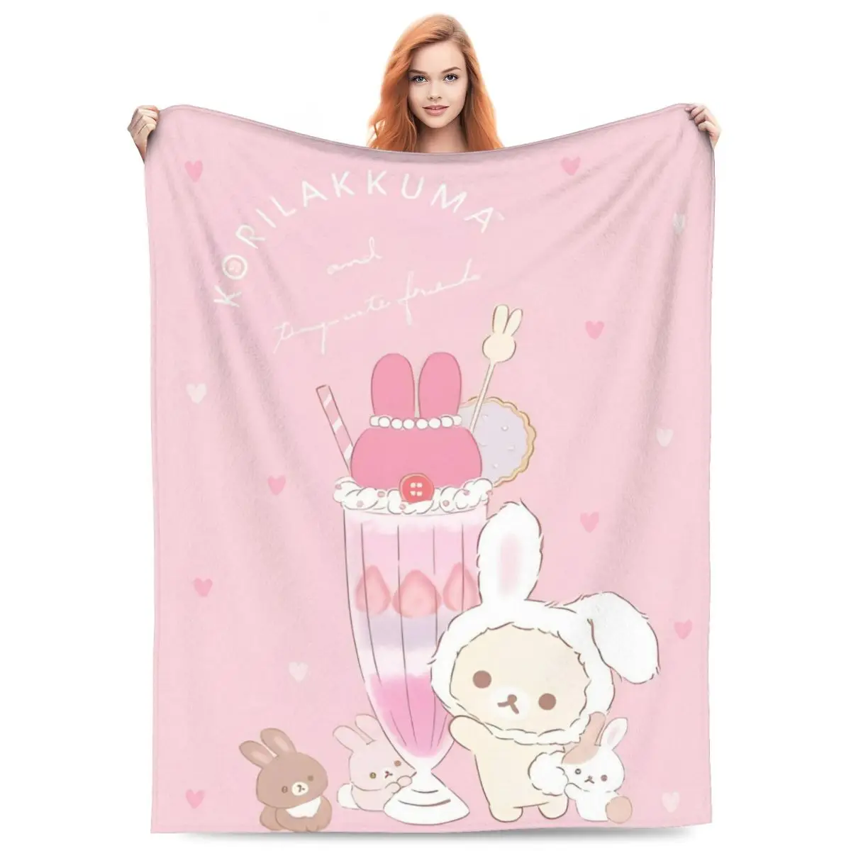 

Rilakkuma Cartoon Flannel Blanket Super Soft Bedding Throws for Living Room Travel Office Novelty Bedspread Sofa Bed Cover