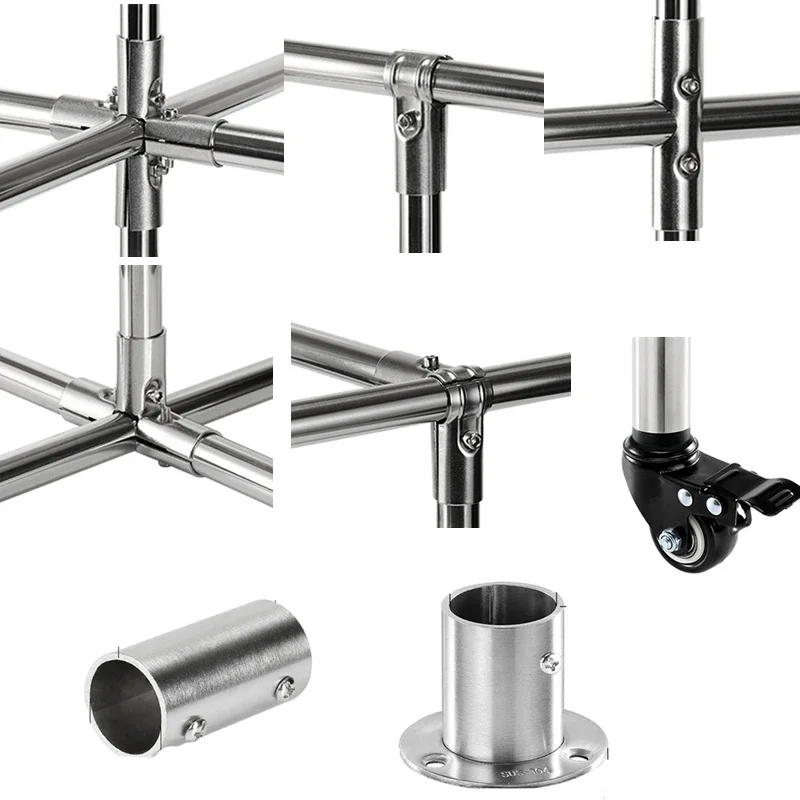 Tube Connector 25mm Tube Pipe Clamp More Strong No Rust for DIY Clothes Display Rack So Strong Stainless Steel