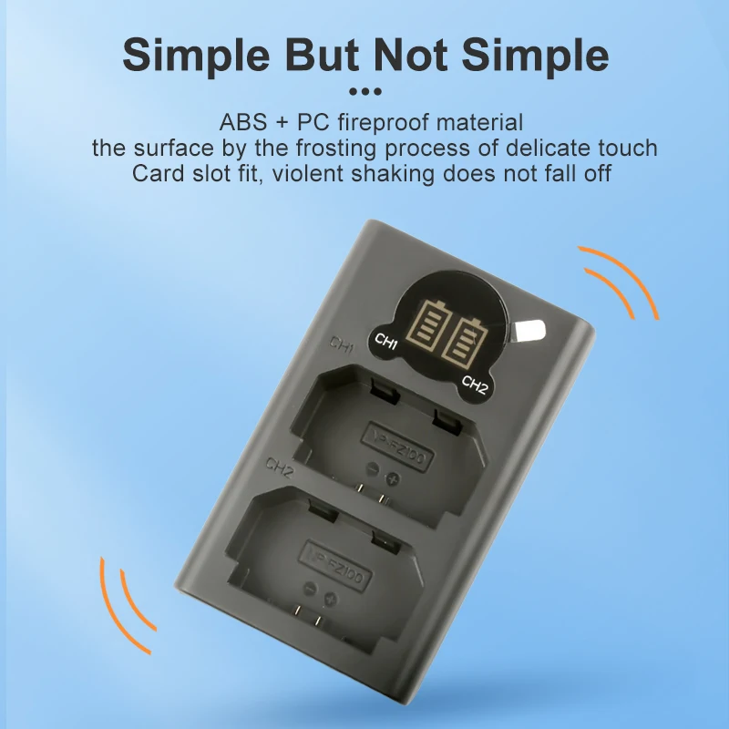 NP-FZ100 Battery LCD Dual USB Charger High Capacity USB Cable for A7III A7R III A7R3 A9 Alpha Camera
