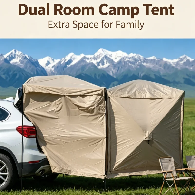 SUV Car Side Awning Tent Double Room Outdoor Camping Shelter Portable Waterproof Sunshade Canopy For Travel Picnic Hiking Trip