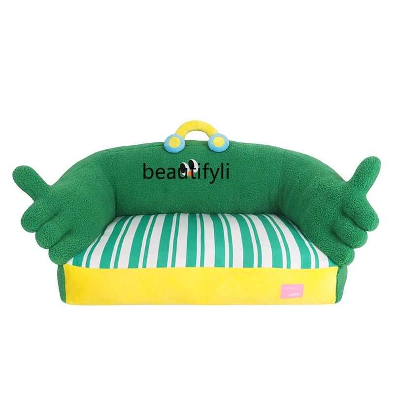 

Green and Green Pet Bed Cat Nest Four Seasons Universal Removable and Washable Kennel Small Dog Warm Sofa