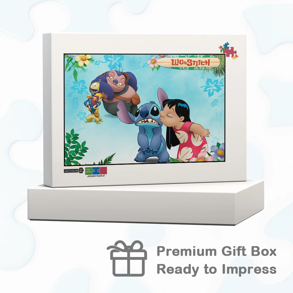Lilo und Stitch Puzzles Klassische Disney Holzpuzzles Lilo Kiss Stitch Cartoon DIY Puzzlespiel Spielzeug Geschenk für Erwachsene