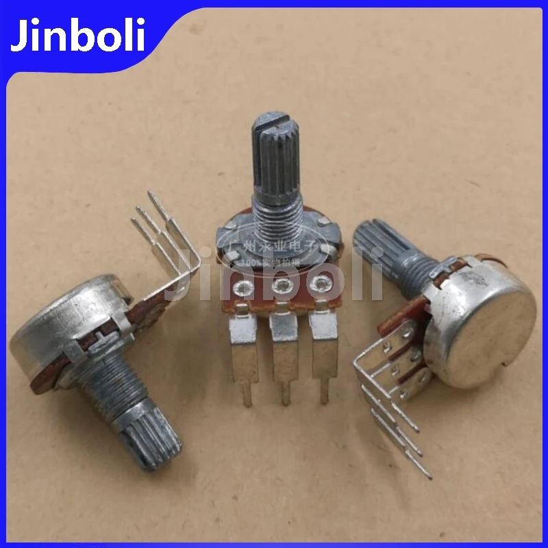 3PCS WH148 16 Type Single Big Bend Foot 3Pins B10K B103 Power Amplifier Volume Adjustment Potentiometer Shaft Length 15/20MM