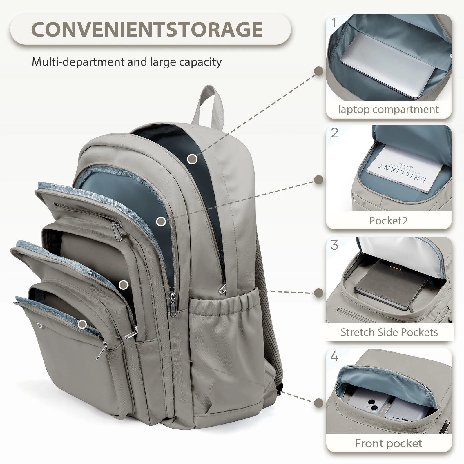 حقائب ظهر مدرسية كاجوال للنساء والرجال، حقيبة ظهر مدرسية سوداء للمراهقين والبنات، حقيبة مدرسية متعددة الجيوب حقيبة كمبيوتر محمول حقائب يد