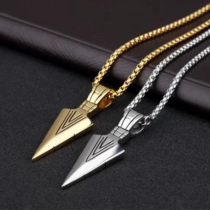ZAKOL Hiphop Brazil Spearhead Arrows Stainless Steel Pendant Necklaces For Men Boys Cuba Metal Clavicle Chain Choker Jewelry image 2