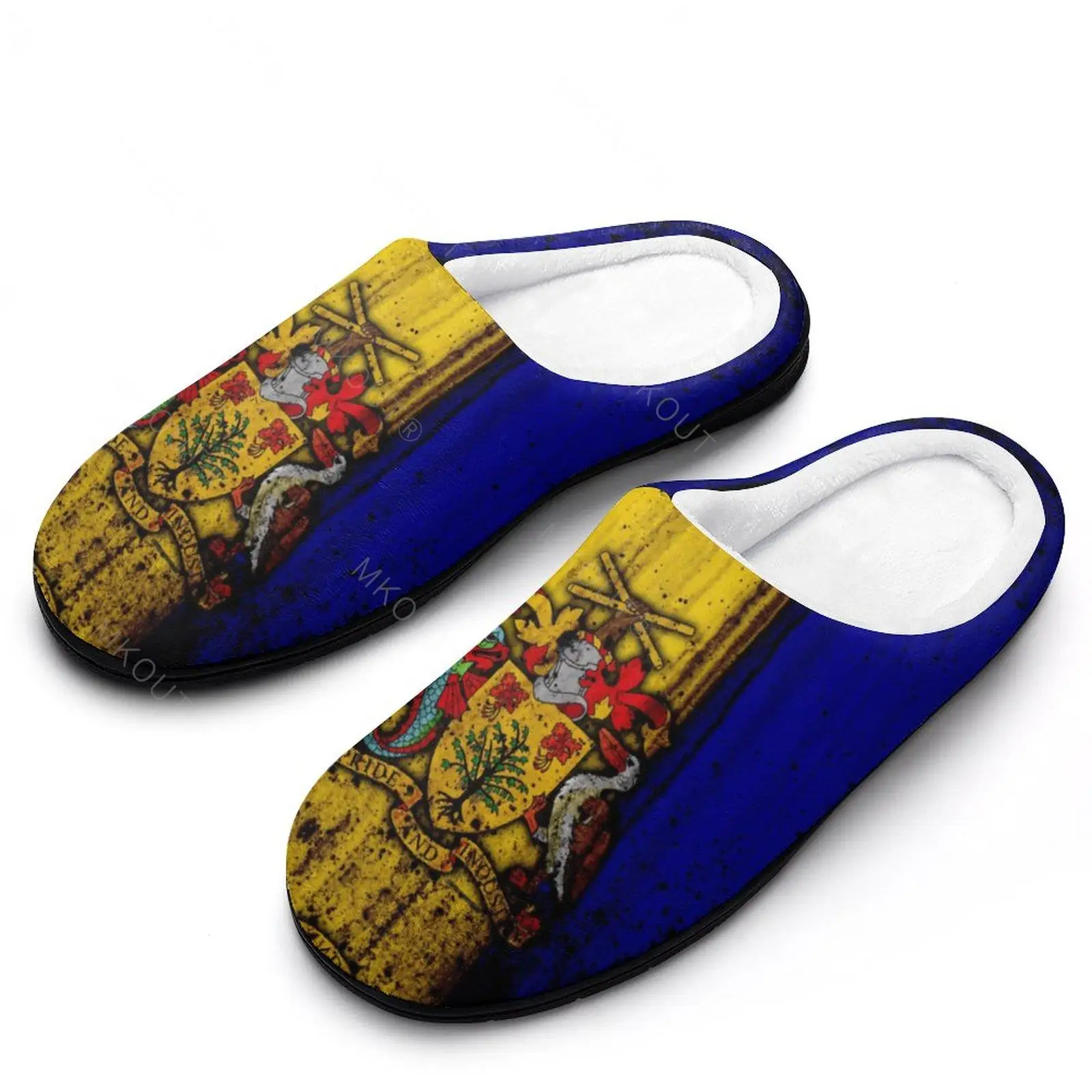 Winter Warm Slippers Barbados Flag (3) Men Women Cotton Slides Non-Slip Couple Home  Soft-soled Loafer Flip-flopplush Shoes