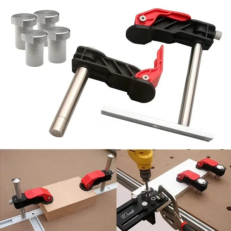 Workbench Dog Holes Quick Acting Hold Down Clamp Stainless Steel Adjustable Fast Fixed Clip Woodworking Benches Press Fixed Tool