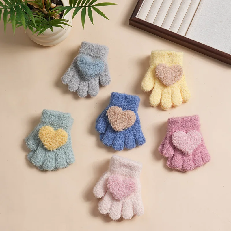 Heart-Shaped Cold Resistant Five Finger Gloves For Winter Outdoor Cycling Thickened And Warm Touch Screen Mink Fur Gloves