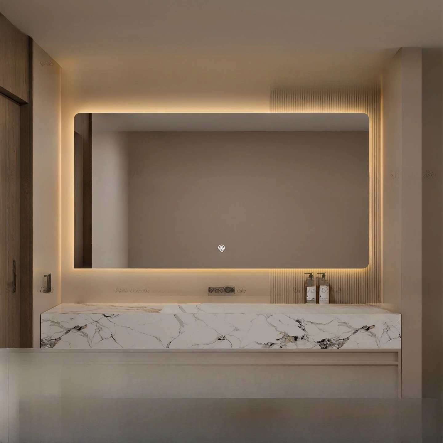 High-end hotel square smart bathroom mirror LED ultra-clear glass defogging
