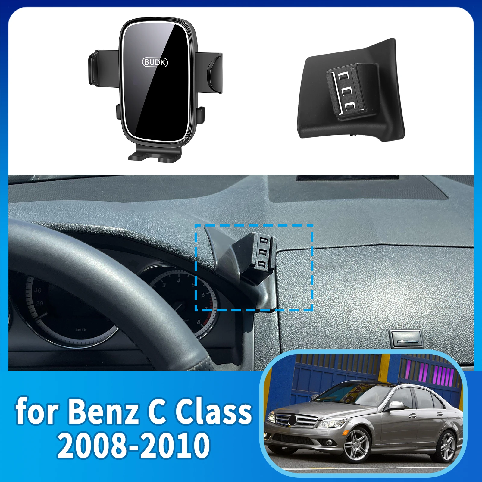 

Car Mobile Phone Holder Accessories for Mercedes Benz C Class W204 2008 ~ 2010 C200 C260 C300 GPS Bracket Navigation Stand Auto