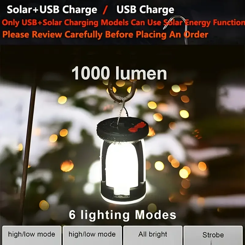 Rechargeable Solar USB LED Camping Lantern Foldable Design with 6 Light Modes Ideal for Camping & Fishing LED Lights for Camping