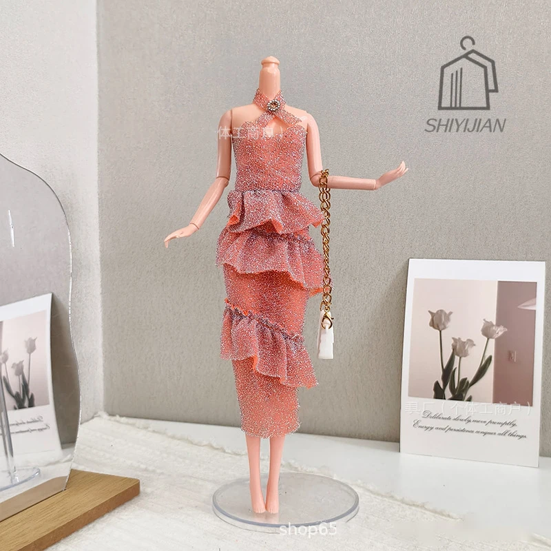 30cm FR Supermodel Doll Clothes Fashion Sweet Glitter Cake Dress1/6 BJD Xinyi PP Princess Doll Elegant Dinner DIY Dress Up
