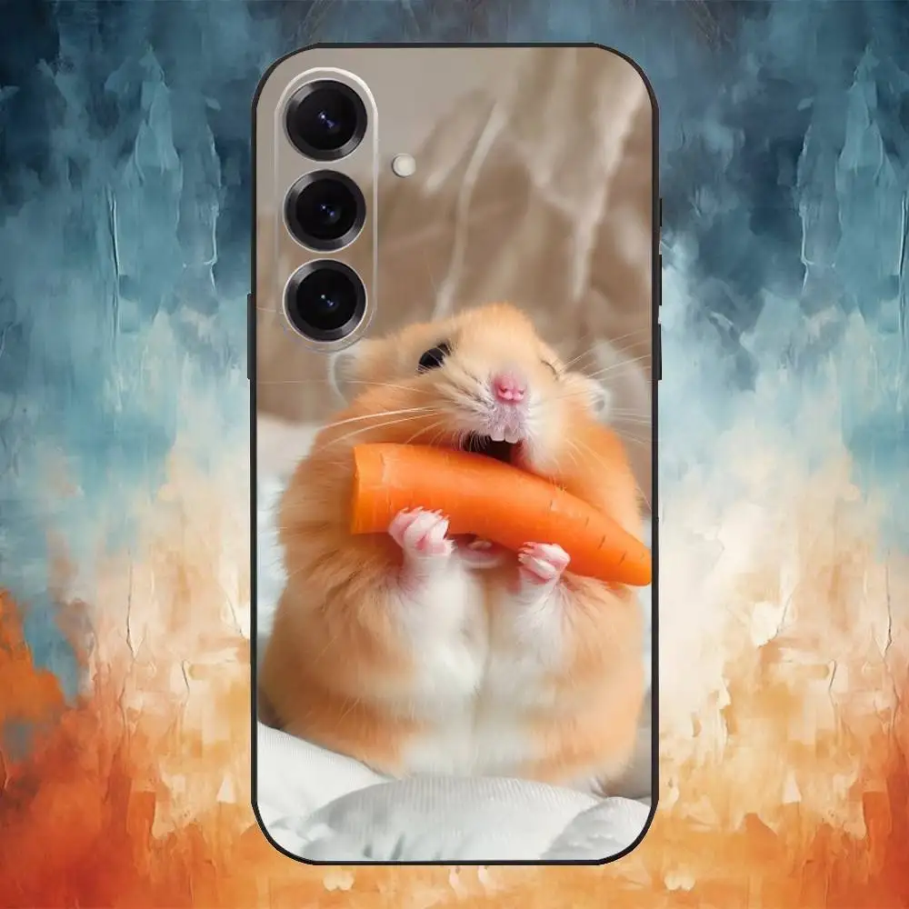 Niedliche tierische flauschige Hamster-Handyhülle für Samsung Galaxy A20,21s,22,31,32,52,53,72,73,80,91 weiche schwarze Hülle