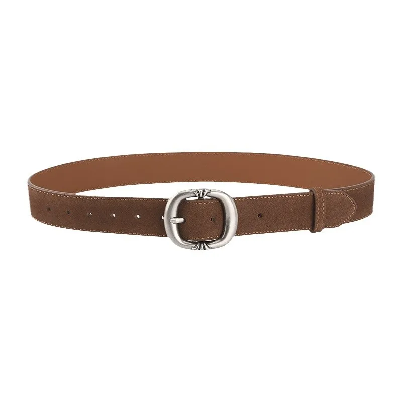 Matte suede trendy versatile pin buckle belt for decorating skirts and trousers