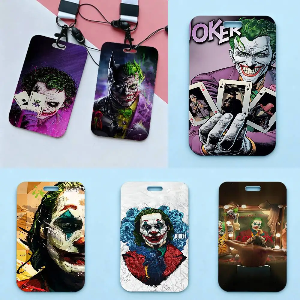 Movie-J-Jokers-cute-Clowns-w Holder Access Card Sleeve Keychain Work Badge Clip Neck Lanyard For Office And Campus Use Name Tag