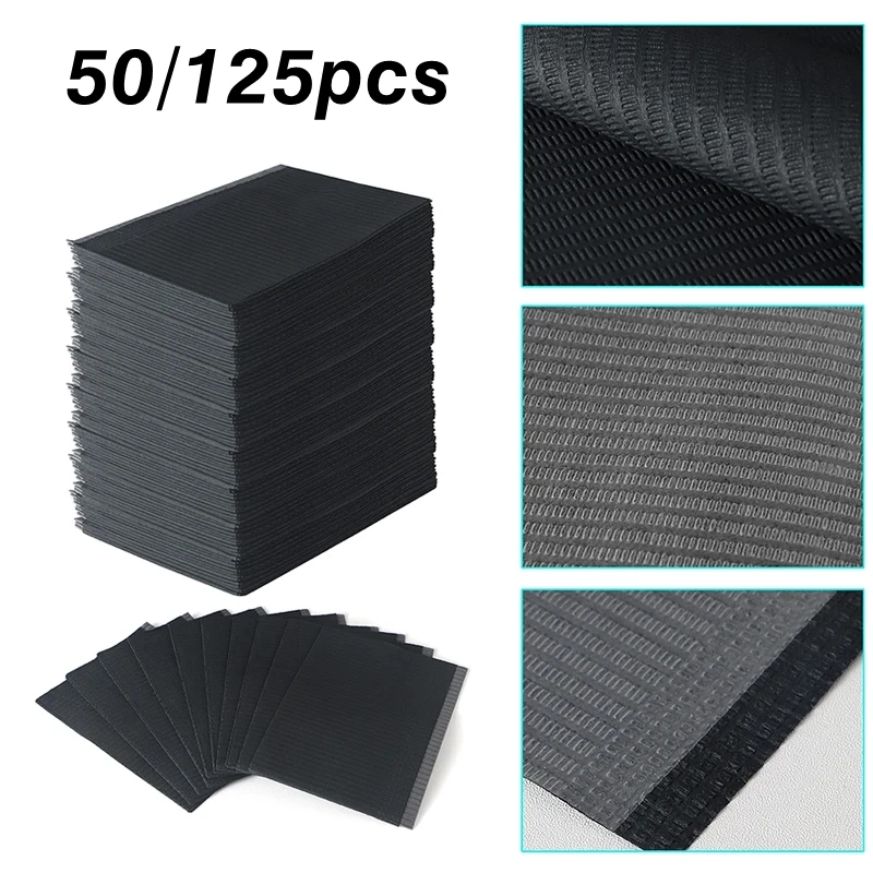 50/125PCS Disposable Tattoo Clean Pad Black Tattoo Bib Table Covers Clean Patient Dental Napkins Supplies