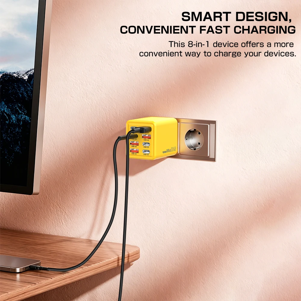 8 in 1 240W Desktop USB Phone Charger Type C Fast Charger 4PD 4USB For iPhone 18 17 Pro Samsung Xiaomi EU US Plug Power Adapter