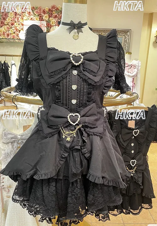 Japanse Zoete Boog Korte Mouw Slanke Lolita Prinses Mini Jurk Rok 2-delige Set 2025 Zomer Herfst Liz Jurk Set Vrouwen outfits