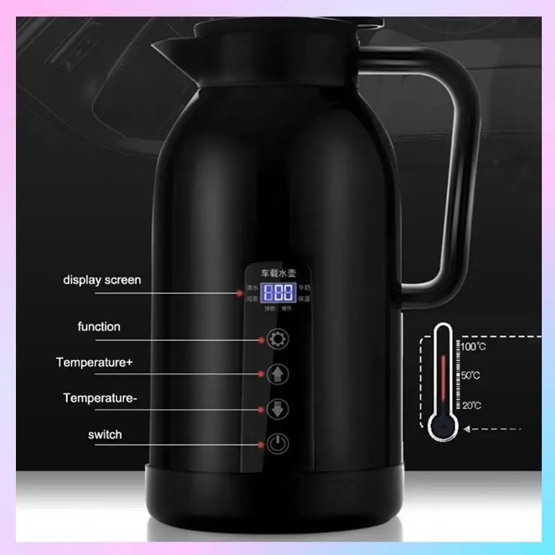 

N85R-Car Hot Kettle 1200ML Open Water Cup Car Temperature Control LCD Display Car Travel Coffee Pot