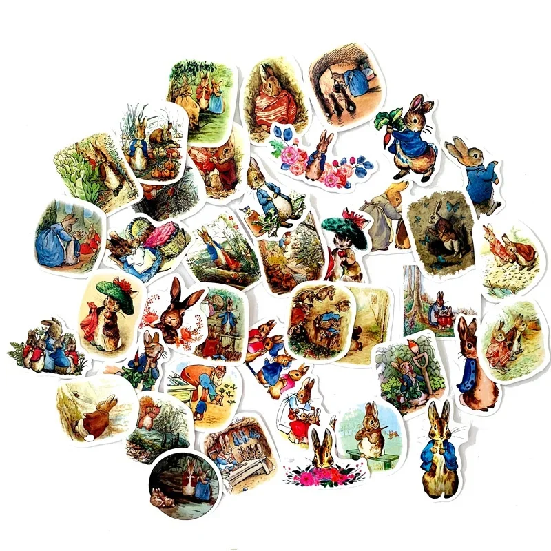 1Sets=40PCS Cute Bunny Stickers Diary Notebook Computer Helmet PVC Waterproof Stickers