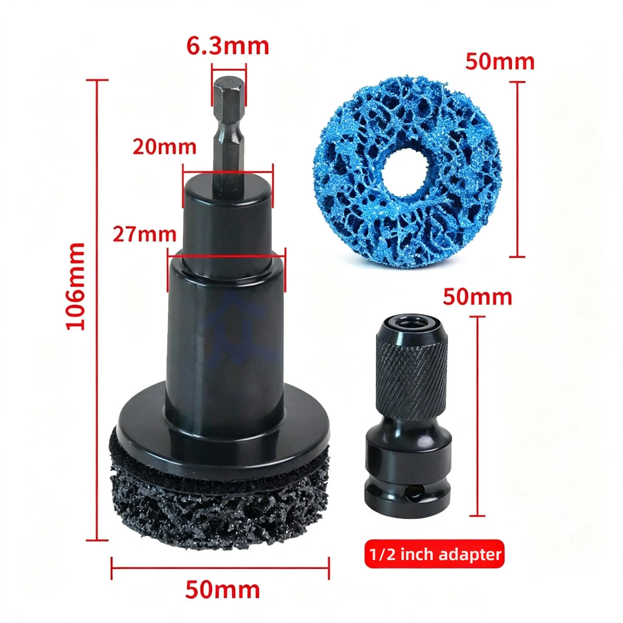 Wheel Cleaning Set Inner Rim Cleaner Tool Brake Disc Rust Removal Tool For Power Drill 1/2