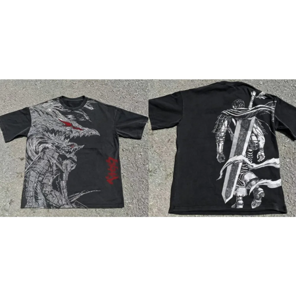 2026 New Unisex Berserk Anime Guts T Shirt Berserker Armor Graphic Short Sleeve Vintage Street Tops Fashion Tee For Manga Fans