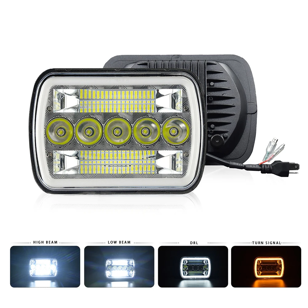 

Motorcycle Led Headlight 5 x 7inch / 6 x 7inch Square Headlamp 400w 40000lm Ip67 Waterproof Modified Parts