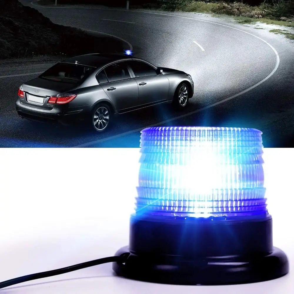 

New 12V/24V LED Strobe Light Magnetic Base Blue Amber Red Warning Light Flashing Flashing Beacon Universal