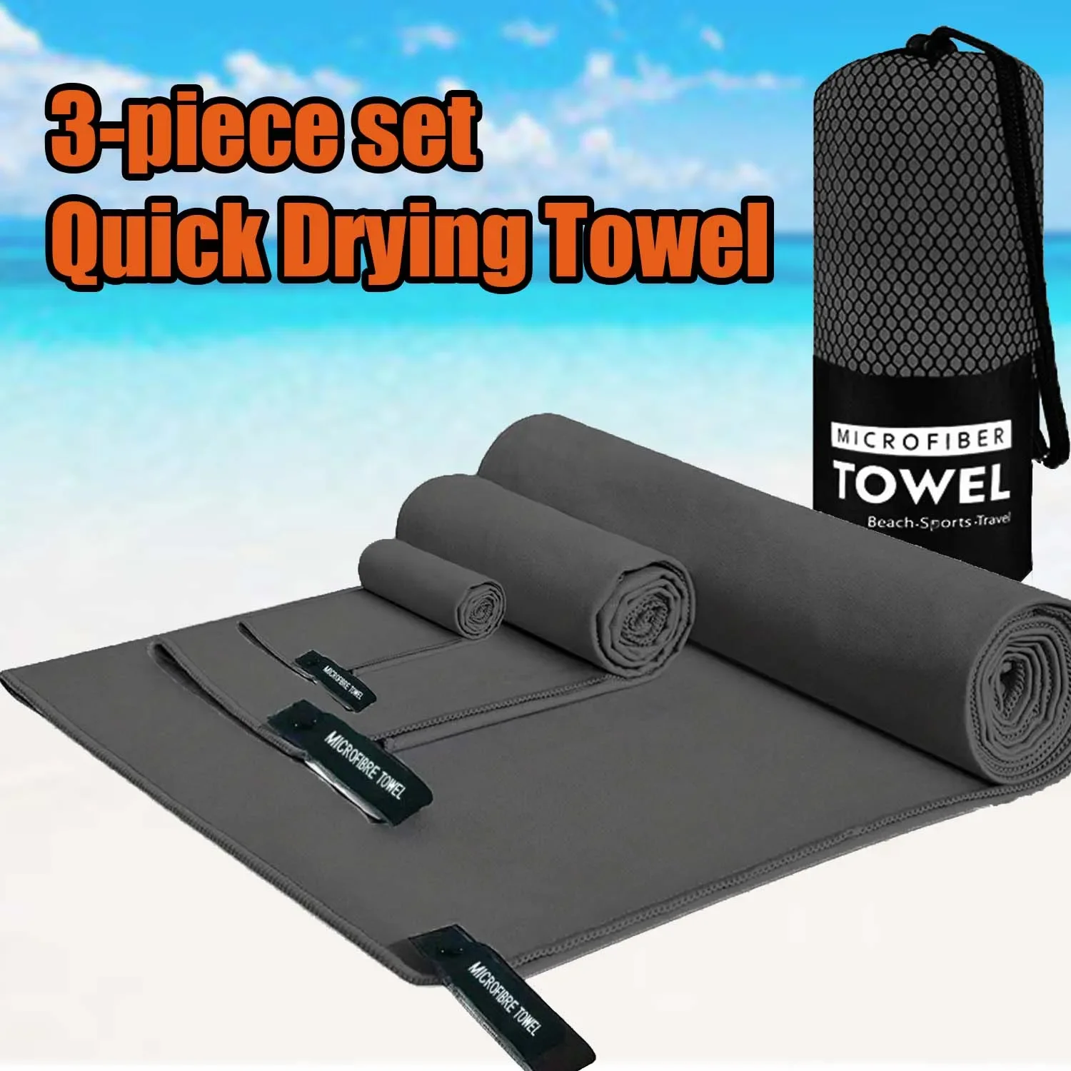 Quick Drying Towel, Lightweight Microfiber Sports Towel for Swimming, Beach, Camping, Gym, Yoga, Fast Dry Bath Towel Home