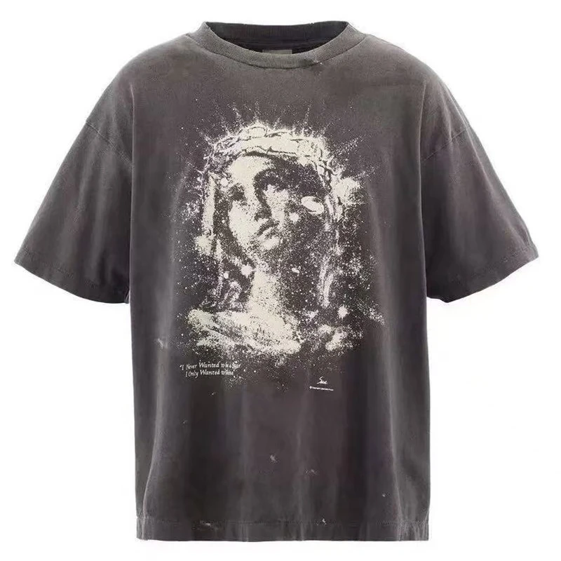 

Washed SAINT FW25 Night Light Reflective SS T Shirt Men Women Best Quality Tee Tops T-Shirt