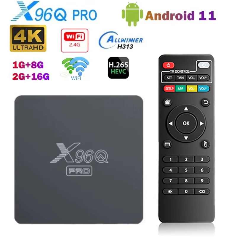 X96q pro tv box android 11.0 allwinner H313 quad core 2.4G WIFi HDR10 4K 2GB 16GB Many media player H.265 Iptv