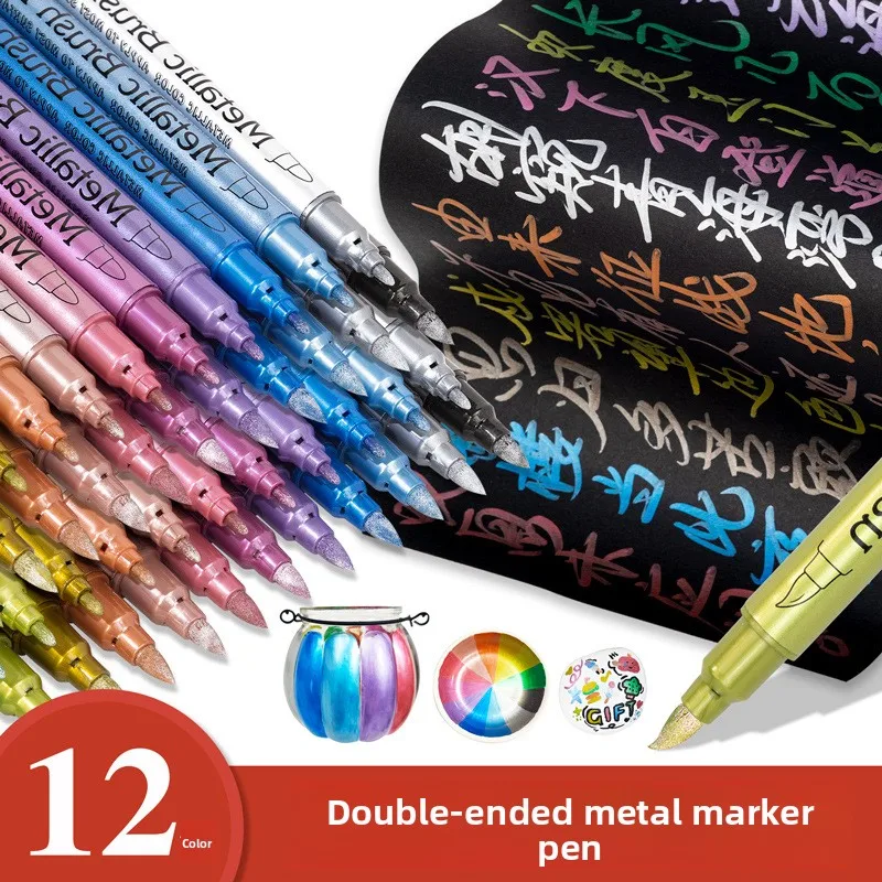 

12-цветная кисть, металлическая краска, маркеры, ручки для наскальной живописи, камня, керамики, дерева, ткани, гальки, альбом для вырезок, журналы, фотоальбомы