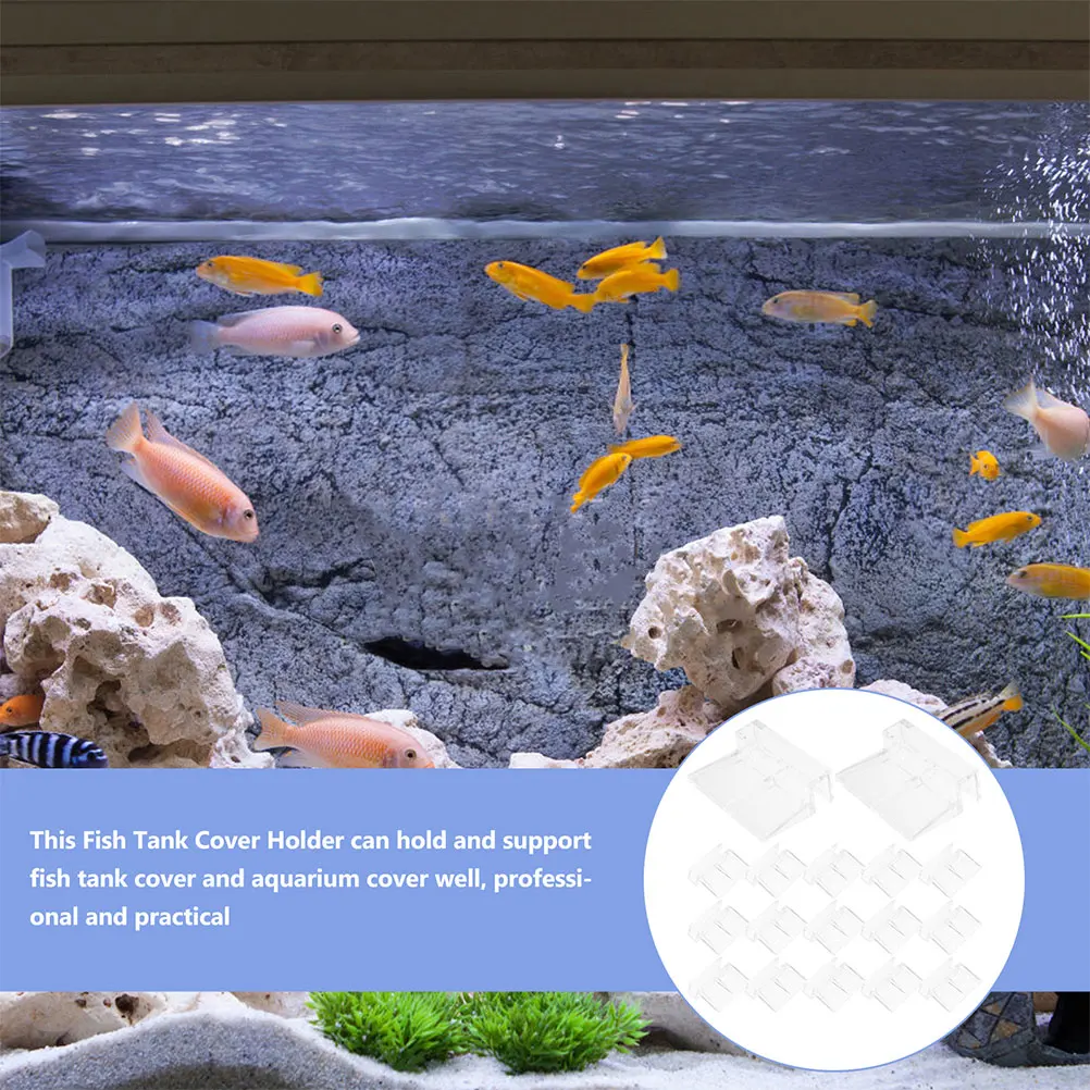 

16 Pcs Fish Tank Cover Bracket Aquarium Lid Clip Holders Support Brackets Clamp Clamps Accessories