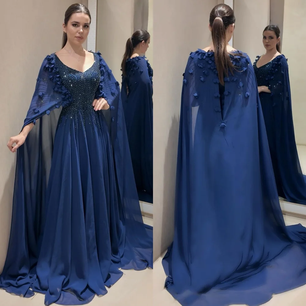 

Customized Modern Style Elegant Chiffon Handmade Flower Beading A-line Scoop Neck Midi Dresses Bespoke Occasion Dresses Matching