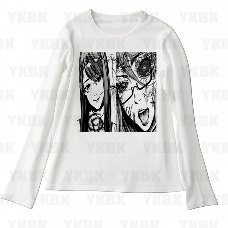 Fashion Y2K Japanese Anime Pattern T-shirt Cute Casual Hip-hop Harajuku Girl Street Wear Graphic Short Sleeve Women O-neck Tees