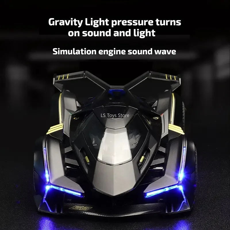 1:22 Lamborghini Vision Gran Turismo V12 GT Diecast Metal Alloy Model car Sound Light Pull Back Collection Toy Gift  car model