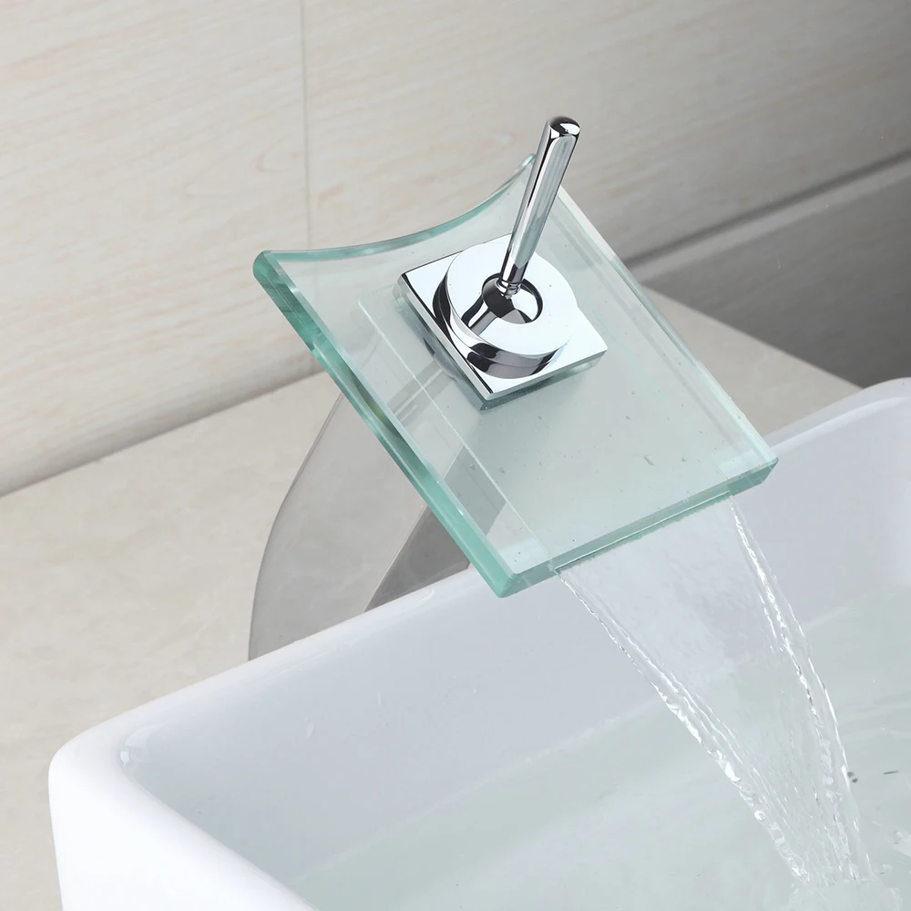 Torayvino Bathroom Faucets Basin Sink Deck Mounted Waterfall Single Handle Solid Brass Sink Faucet Hot And Cold Mixer Water Tap