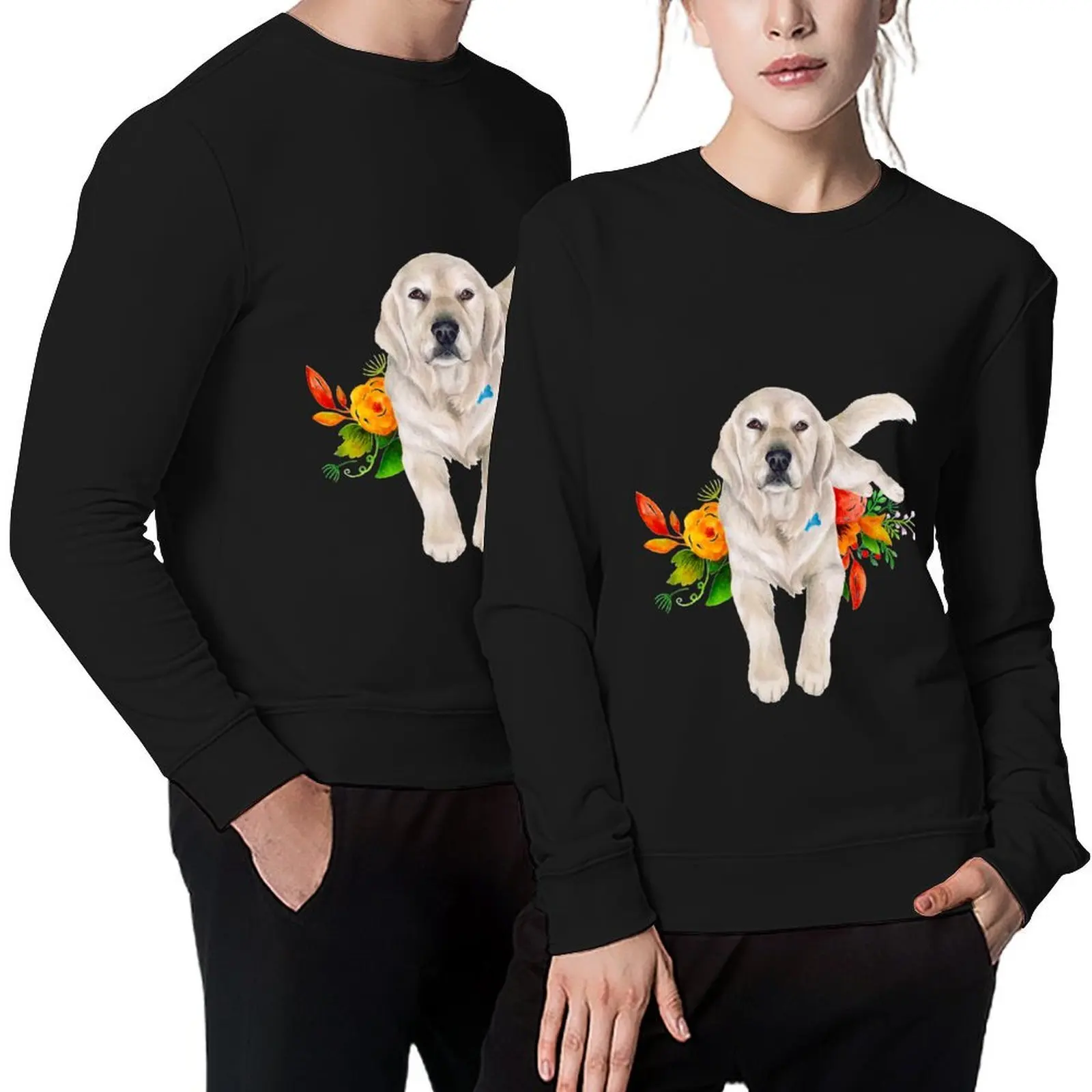 

Golden Retriever with Flowers Pullover men's sweat-shirt aesthetic clothing men's coat graphic t shirts men anime sweatshirt