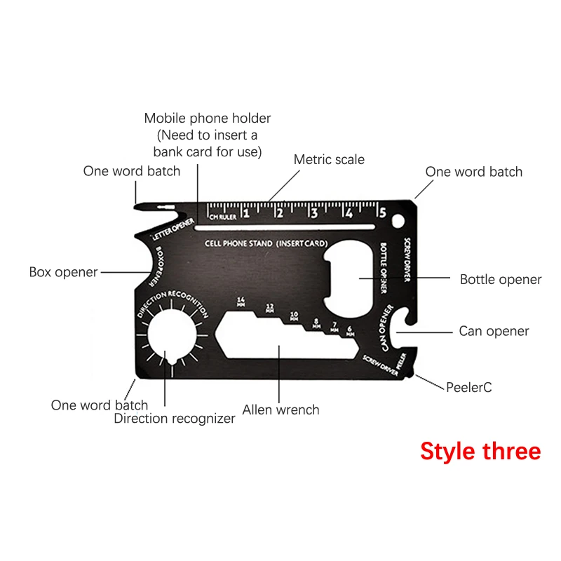 Herramienta de bolsillo de 7X4,5X0,2 Cm, tarjeta de crédito 11 en 1, equipo portátil de supervivencia para acampar al aire libre, multiherramienta