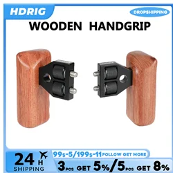 HDRIG Universal DSLR Camera Cage Side Handle Ergonomic Design Camera Rabbit Cage Wooden Side Grip Handle SLR Photography Grip