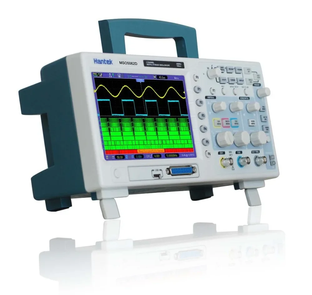 Hantek MSO5062D 60MHz 2 CH 1GSa/s Oscilloscope 16CH Logic Analyzer 2in1, New