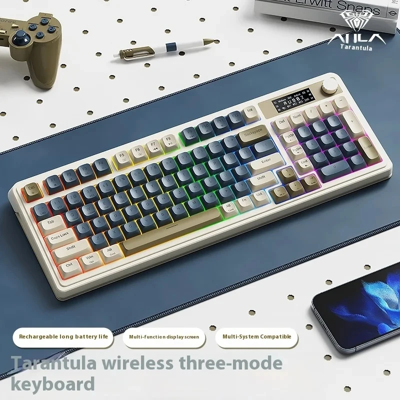 

Aula S99pro Keyboard Three Mode Wireless RGB Multifunctional Knob Smart Screen Ergonomics Custom Gaming Keyboard PC Accessories