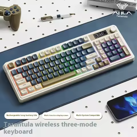 Aula S99pro Keyboard Three Mode Wireless RGB Multifunctional Knob Smart Screen Ergonomics Custom Gaming Keyboard PC Accessories
