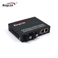 Wanglink-Conversor Media Poe, Gigabit, 2 Puertos, 1000 Base-X a 2 Puertos, 1000 BaseT, 48V, para Cámara IP, CCTV